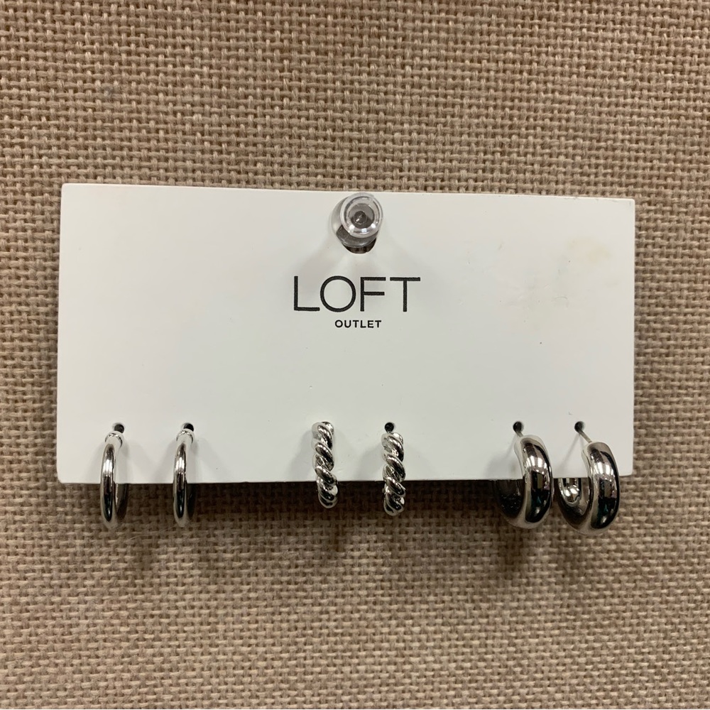 Loft 3 pair silver hoop earrings